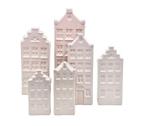 Melting Pot - Vaasjes Grachtenhuis Pastel Roze set/2 in 3 maten Melting Pot - Vaasjes Grachtenhuis Pastel Roze set/2 in 3 maten