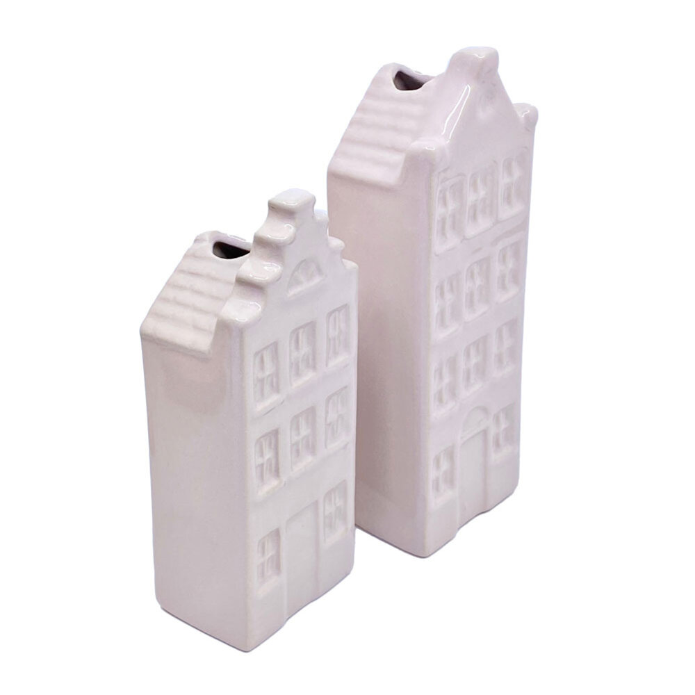Melting Pot - Vaasjes Grachtenhuis Pastel Roze set/2 in 3 maten Melting Pot - Vaasjes Grachtenhuis Pastel Roze set/2 in 3 maten