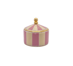 Melting Pot - Doosje Circus Roze-Creme Gestreept Messing 5x5cm Melting Pot - Doosje Circus Roze-Creme Gestreept Messing 5x5cm