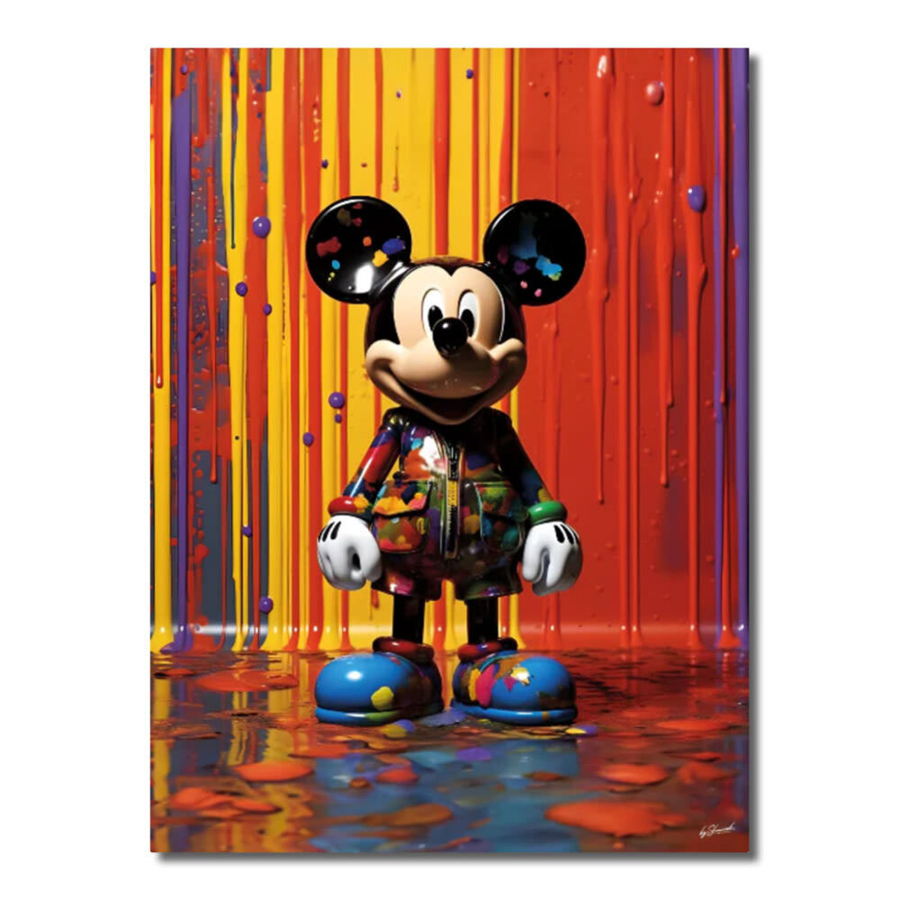 Melting Pot - Glasschilderij Mickey in Paint Multicolor 60x80cm Melting Pot - Glasschilderij Mickey in Paint Multicolor 60x80cm