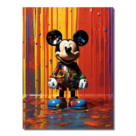 Melting Pot - Glasschilderij Mickey in Paint Multicolor 60x80cm Melting Pot - Glasschilderij Mickey in Paint Multicolor 60x80cm