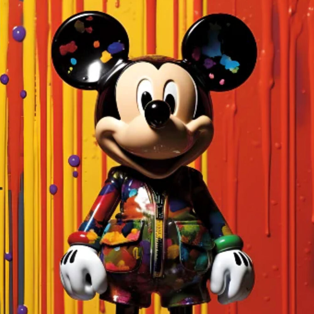 Melting Pot - Glasschilderij Mickey in Paint Multicolor 60x80cm Melting Pot - Glasschilderij Mickey in Paint Multicolor 60x80cm