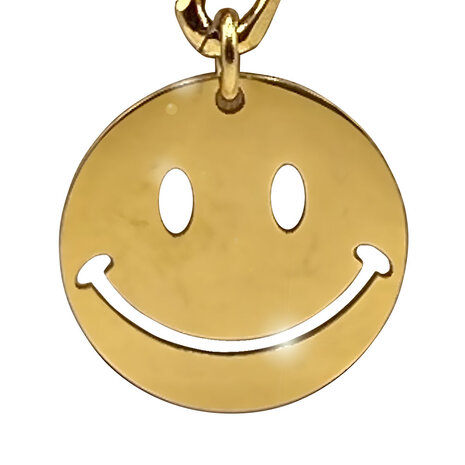 Melting Pot - Schakelketting Big Smiley Goud van Verguld RVS 50cm Melting Pot - Schakelketting Big Smiley Goud van Verguld RVS 50cm