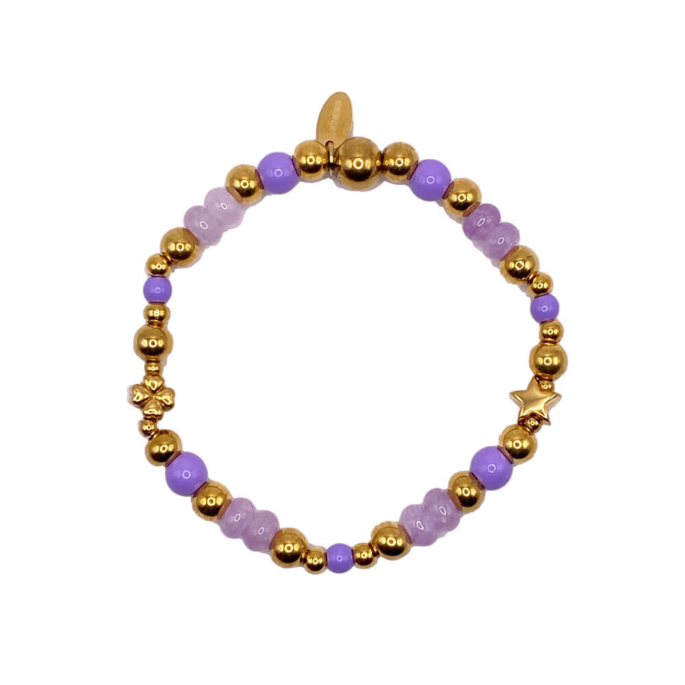 Melting Pot - Armband Lila Goud Roestvrij Staal 7cm