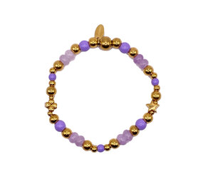 Melting Pot - Armband Lila Goud Roestvrij Staal 7cm