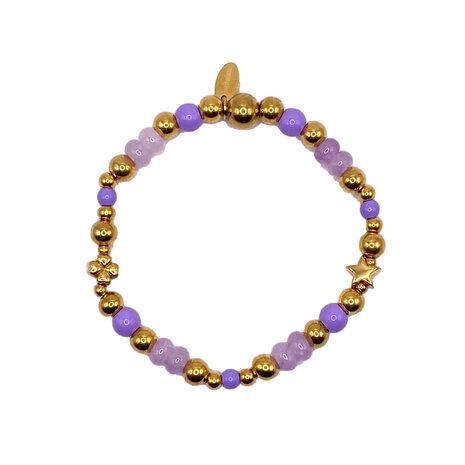 Melting Pot - Armband Lila Goud Roestvrij Staal 7cm