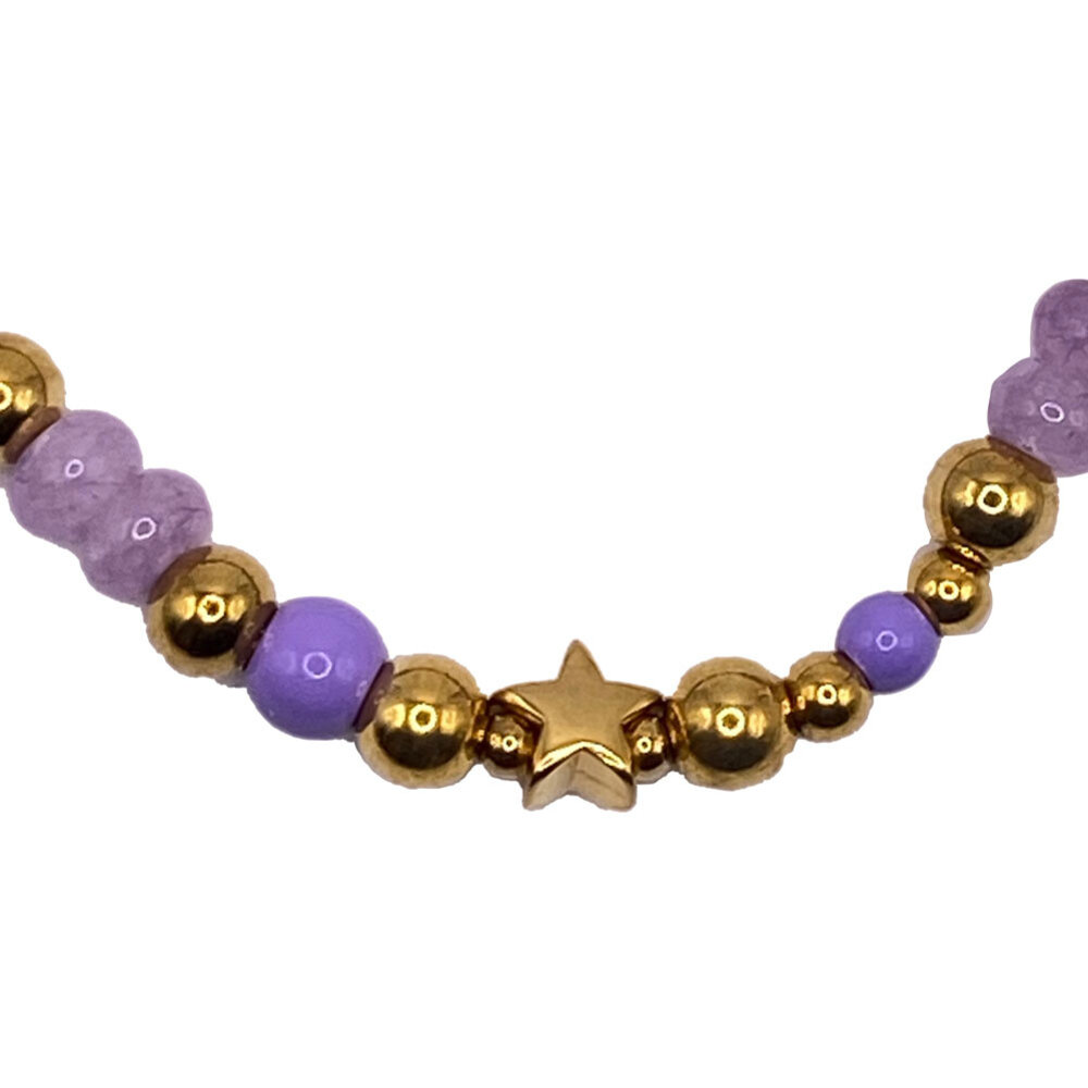 Melting Pot - Armband Lila Goud Roestvrij Staal 7cm