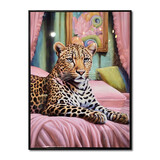 Melting Pot - Poster Panter op Bed met Glitters 53x73cm ingelijst Melting Pot - Poster Panter op Bed met Glitters 53x73cm ingelijst