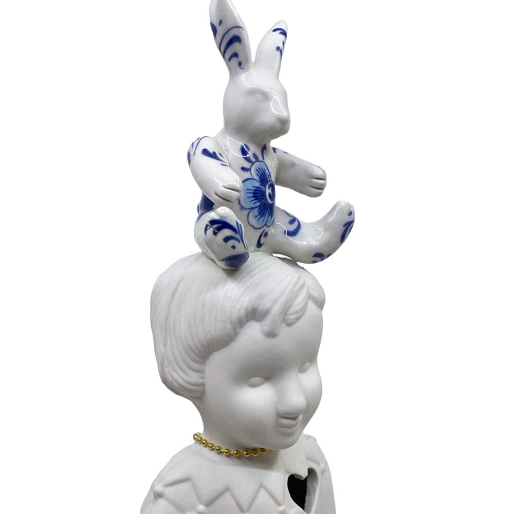 Lammers en Lammers - Pupke Wit Big Rabbit Delfts Blauw Konijn 32cm