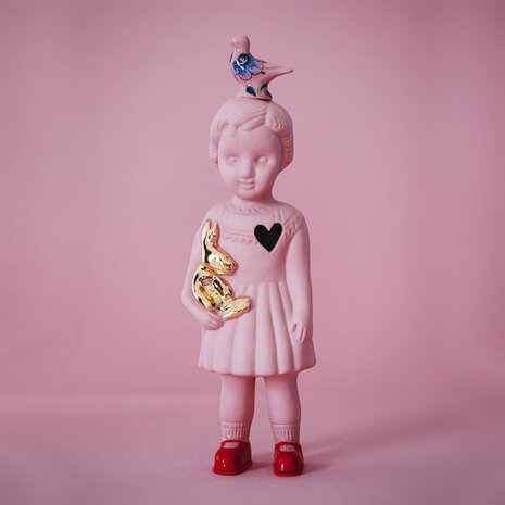 Lammers en Lammers - Pupke Roze met Duif Delfts Blauw Porselein 23cm Lammers en Lammers - Pupke Roze met Duif Delfts Blauw Porselein 23cm