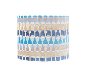 Colmore - Lampenkap Circus Blauw op Taupe Velours 25x20cm Colmore - Lampenkap Circus Blauw op Taupe Velours 25x20cm
