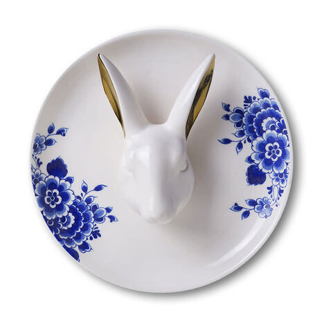 Melting Pot - Wandbord 3-D Konijn Delfts Blauw Keramiek 20cm Melting Pot - Wandbord 3-D Konijn Delfts Blauw Keramiek 20cm