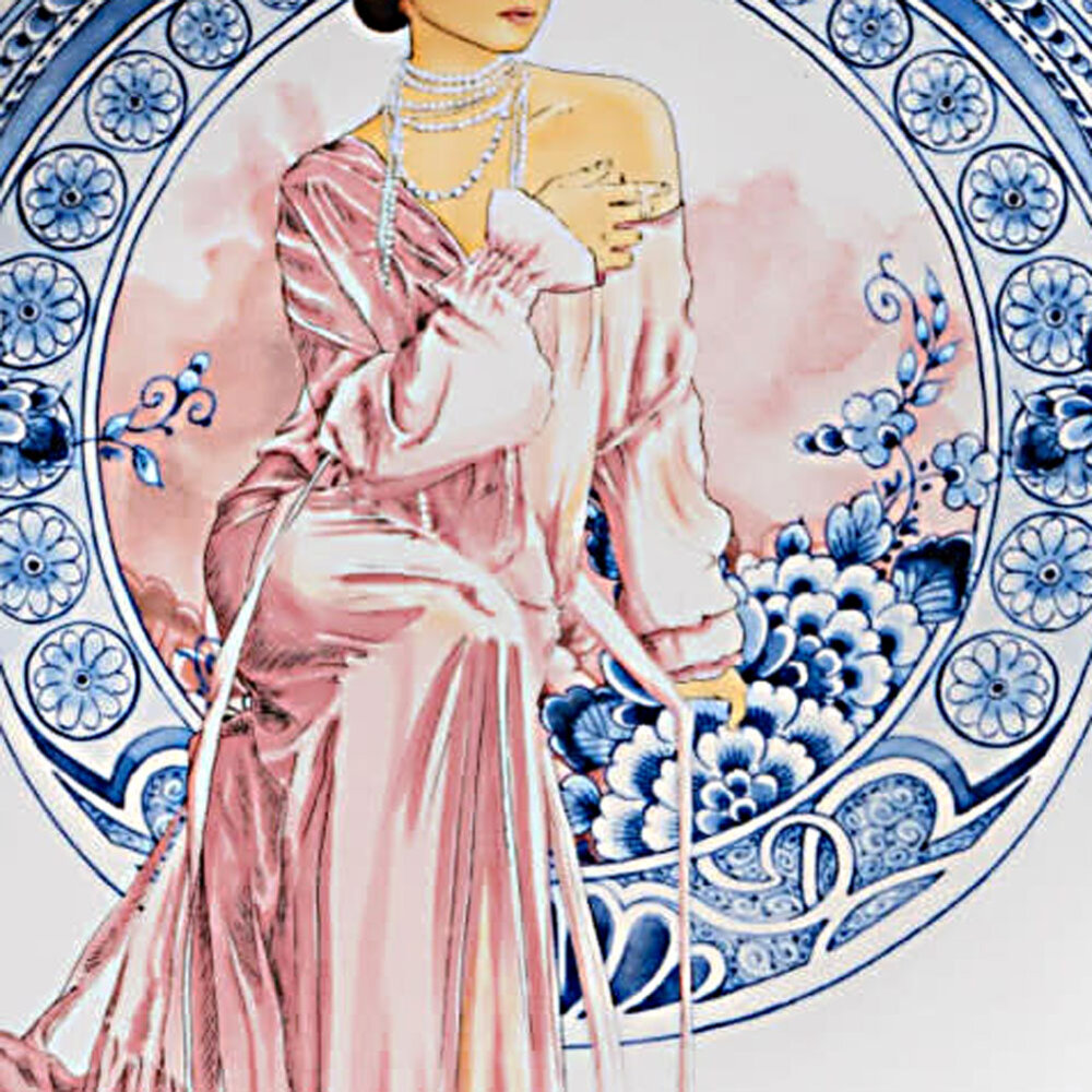 Melting Pot - Wandbord Anna Roze Delfts Blauw Keramiek 26cm Melting Pot - Wandbord Anna Roze Delfts Blauw Keramiek 26cm