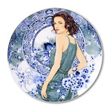 Melting Pot - Wandbord Sara Groen Delfts Blauw Keramiek 26cm Melting Pot - Wandbord Sara Groen Delfts Blauw Keramiek 26cm