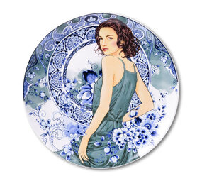 Melting Pot - Wandbord Sara Groen Delfts Blauw Keramiek 26cm Melting Pot - Wandbord Sara Groen Delfts Blauw Keramiek 26cm