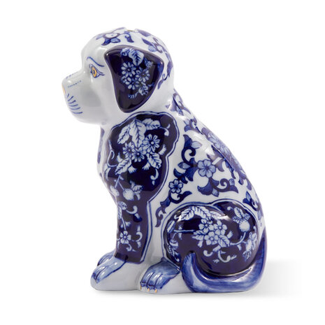 Pols Potten - Beeld Spaarpot Puppy Blauw Goud Porselein 14x25cm Pols Potten - Beeld Spaarpot Puppy Blauw Goud Porselein 14x25cm