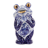 Pols Potten - Beeld Spaarpot Kikker Blauw Goud Porselein 14x26cm Pols Potten - Beeld Spaarpot Kikker Blauw Goud Porselein 14x26cm