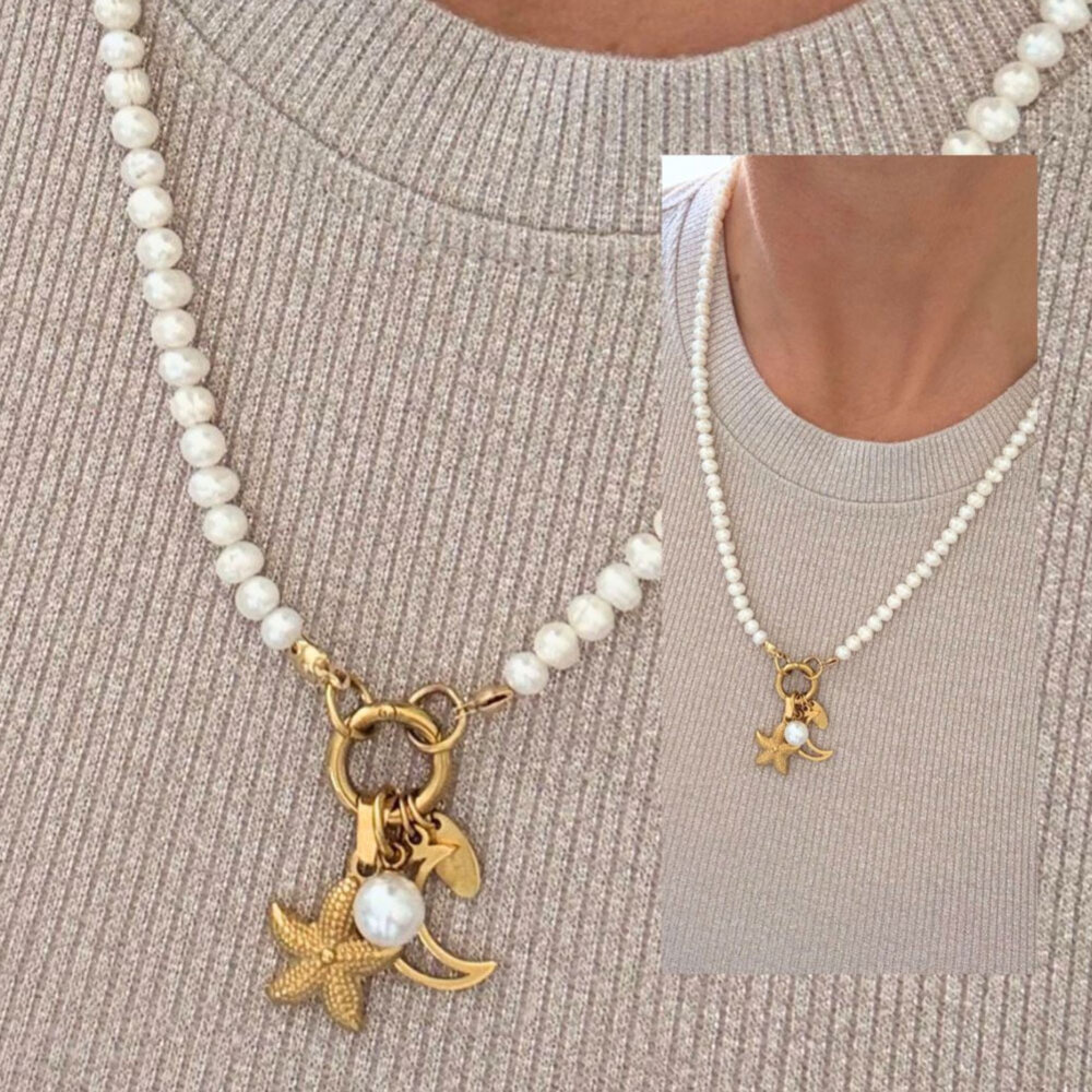 Melting Pot - Parelketting Zeester Goud Roestvrij Staal 45cm Melting Pot - Parelketting Zeester Goud Roestvrij Staal 45cm