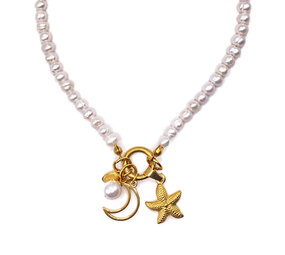 Melting Pot - Parelketting Zeester Goud Roestvrij Staal 45cm Melting Pot - Parelketting Zeester Goud Roestvrij Staal 45cm