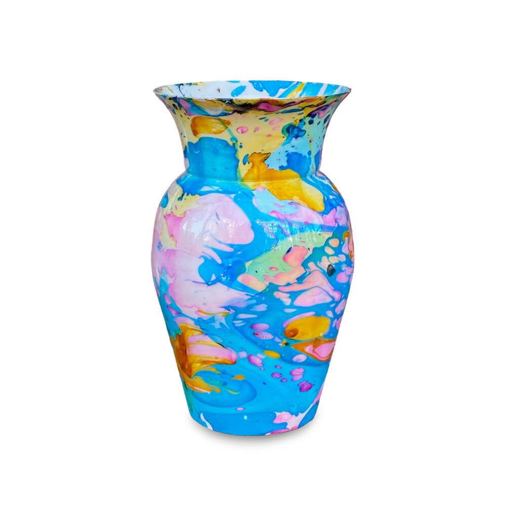 Colmore - Vaas Deco Blauw Multicolor Metaal 15x23cm Colmore - Vaas Deco Blauw Multicolor Metaal 15x23cm