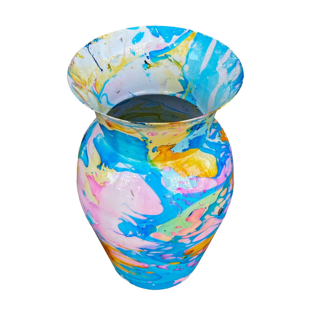 Colmore - Vaas Deco Blauw Multicolor Metaal 15x23cm Colmore - Vaas Deco Blauw Multicolor Metaal 15x23cm