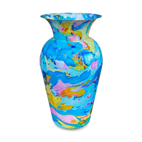 Colmore - Vaas Deco Blauw Multicolor Metaal 20x35cm Colmore - Vaas Deco Blauw Multicolor Metaal 20x35cm