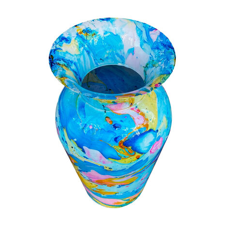 Colmore - Vaas Deco Blauw Multicolor Metaal 20x35cm Colmore - Vaas Deco Blauw Multicolor Metaal 20x35cm