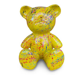 Melting Pot - Beeld Design Beer Zittend Geel Splash Multicolor 30x32cm