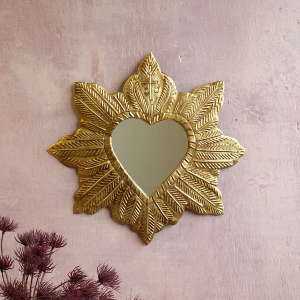 Melting Pot - Spiegeltje Hart Royal Veren Antiek Goud 27x35cm Melting Pot - Spiegeltje Hart Royal Veren Antiek Goud 27x35cm