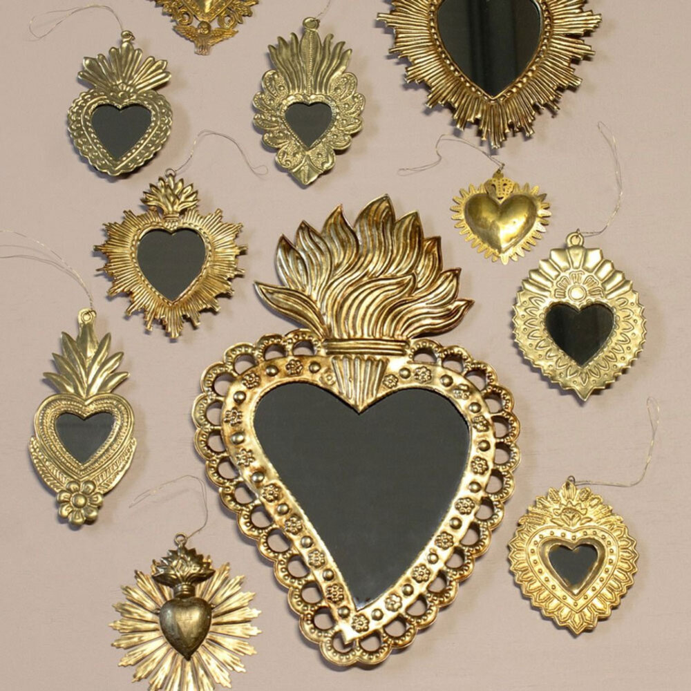 Melting Pot - Spiegeltje Hart Royal Veren Antiek Goud 27x35cm Melting Pot - Spiegeltje Hart Royal Veren Antiek Goud 27x35cm