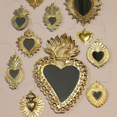 Melting Pot - Spiegeltje Hart Royal Veren Antiek Goud 27x35cm Melting Pot - Spiegeltje Hart Royal Veren Antiek Goud 27x35cm