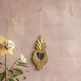 Melting Pot - Spiegeltje Mini Hart met Lotus Bloem Antiek Goud 9x18cm