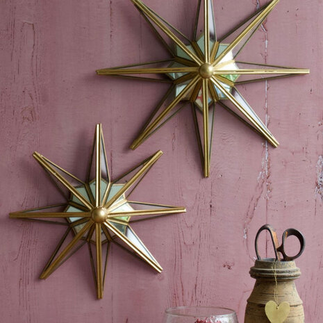 Melting Pot - Spiegeltje 3-D Ster Antiek Goud 30x30cm