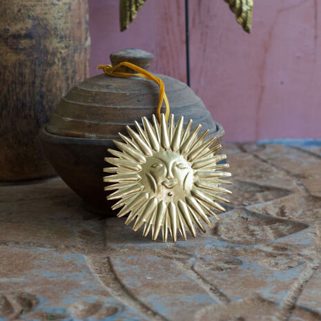 Melting Pot - Wand Ornament Mini Zon Antiek Goud 10x10cm Melting Pot - Wand Ornament Mini Zon Antiek Goud 10x10cm