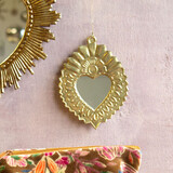 Melting Pot - Spiegeltje Mini Hart met Bloem Antiek Goud 11x15cm Melting Pot - Spiegeltje Mini Hart met Bloem Antiek Goud 11x15cm