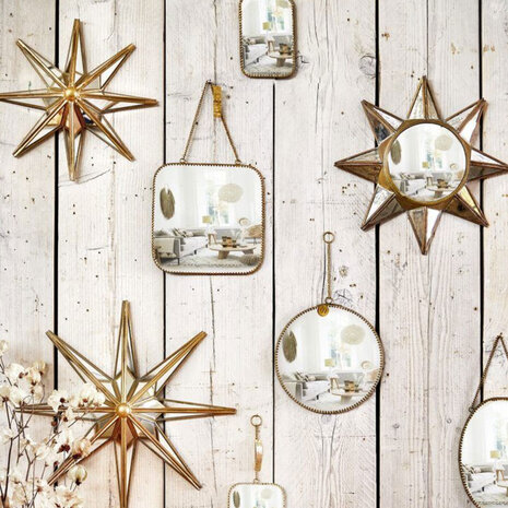 Melting Pot - Spiegeltje Mini Rond aan Hanger Antiek Goud 13cm