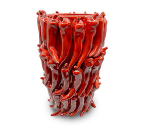 Melting Pot - Vaas Rode Pepers Keramiek 26x39cm Melting Pot - Vaas Rode Pepers Keramiek 26x39cm