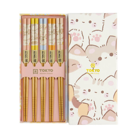 Melting Pot - Eetstokjes Kawaii Cats set/5 in cadeau doos Melting Pot - Eetstokjes Kawaii Cats set/5 in cadeau doos