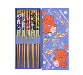 Melting Pot - Eetstokjes Lucky Cats en Koi Karpers set in cadeau doos Melting Pot - Eetstokjes Lucky Cats en Koi Karpers set in cadeau doos