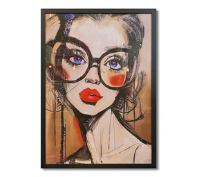 Colmore - Poster Art Lady Glasses Straight Multi 70x100cm ingelijst