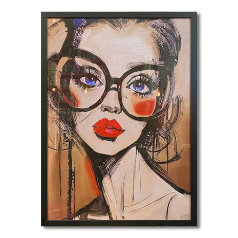 Colmore - Poster Art Lady Glasses Straight Multi 70x100cm ingelijst