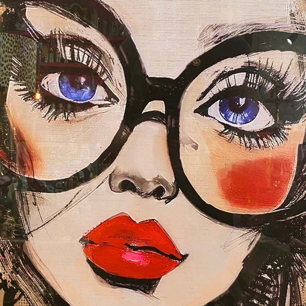 Colmore - Poster Art Lady Glasses Straight Multi 70x100cm ingelijst