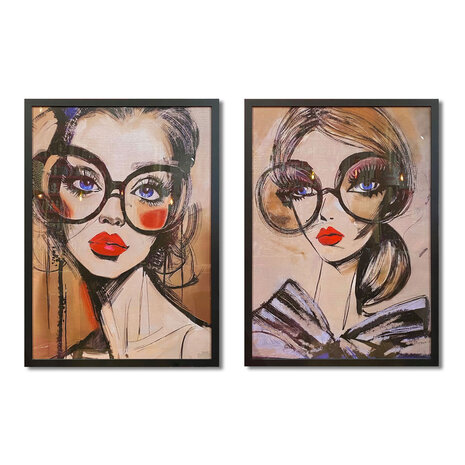 Colmore - Schilderij Art Lady Glasses Side Multi 70x100cm ingelijst Colmore - Schilderij Art Lady Glasses Side Multi 70x100cm ingelijst