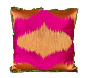 Colmore - Sierkussen Golf Oranje Fuchsia 50x50cm franjes Colmore - Sierkussen Golf Oranje Fuchsia 50x50cm franjes