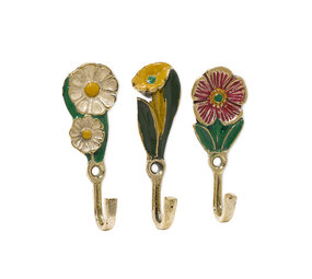 Doing Goods - Wandhaken Posy Flowers Multicolor 4x7cm Set-3 Doing Goods - Wandhaken Posy Flowers Multicolor 4x7cm Set-3