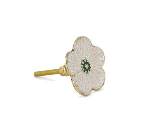 Doing Goods - Ladeknop Faye Flower White Messing 5x5cm