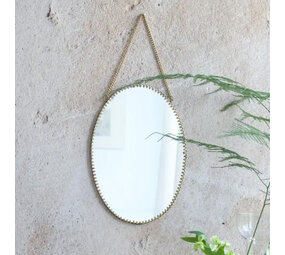 Melting Pot - Spiegeltje Ovaal aan Hanger Antiek Goud 16x23cm