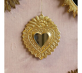 Melting Pot - Spiegeltje Mini Hart Merci Antiek Goud 11x12cm