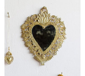 Melting Pot - Spiegeltje Mini Hart Heilig Antiek Goud 13x18cm Melting Pot - Spiegeltje Mini Hart Heilig Antiek Goud 13x18cm