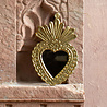 Melting Pot - Spiegeltje Mini Hart Veren Antiek Goud 9x14cm Melting Pot - Spiegeltje Mini Hart Veren Antiek Goud 9x14cm
